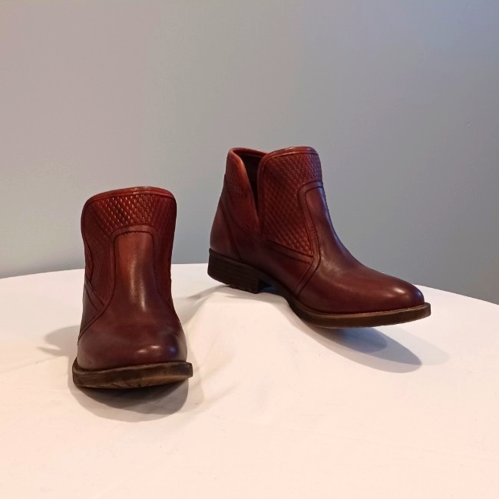 Pre-owned Roan Red Leather Gossip Ankle Boots Booties Women's 8m